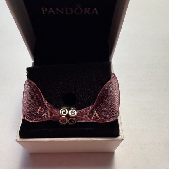 Pandora Sterling Silver FANTASY SWIRL Clear CZ Charm 790263CZ Authentic Retired - Picture 3 of 3